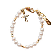 Load image into Gallery viewer, 14K Gold-Plated Baby Cross Bracelet - Baptism Communion Gift: Small 0-12m - Nenes Lullaby Boutique Inc