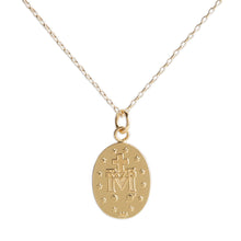 Load image into Gallery viewer, Gold Plated Miraculous Medal Cross Necklace for Girls & Kids: 14 inch - Nenes Lullaby Boutique Inc