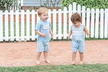 Load image into Gallery viewer, Lil Cactus - Light Blue Easter Smocked Shortalls: 12-18M - Nenes Lullaby Boutique Inc