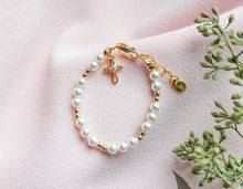 Load image into Gallery viewer, 14K Gold-Plated Baby Cross Bracelet - Baptism Communion Gift: Small 0-12m - Nenes Lullaby Boutique Inc