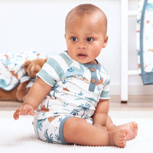 Load image into Gallery viewer, Baby Boy's Dino Isle Bamboo Shortie Romper: 12-18M - Nenes Lullaby Boutique Inc