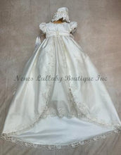Load image into Gallery viewer, Colleen 2024 all 100% White Silk Christening / Baptism Gown by Piccolo Bacio - Nenes Lullaby Boutique Inc