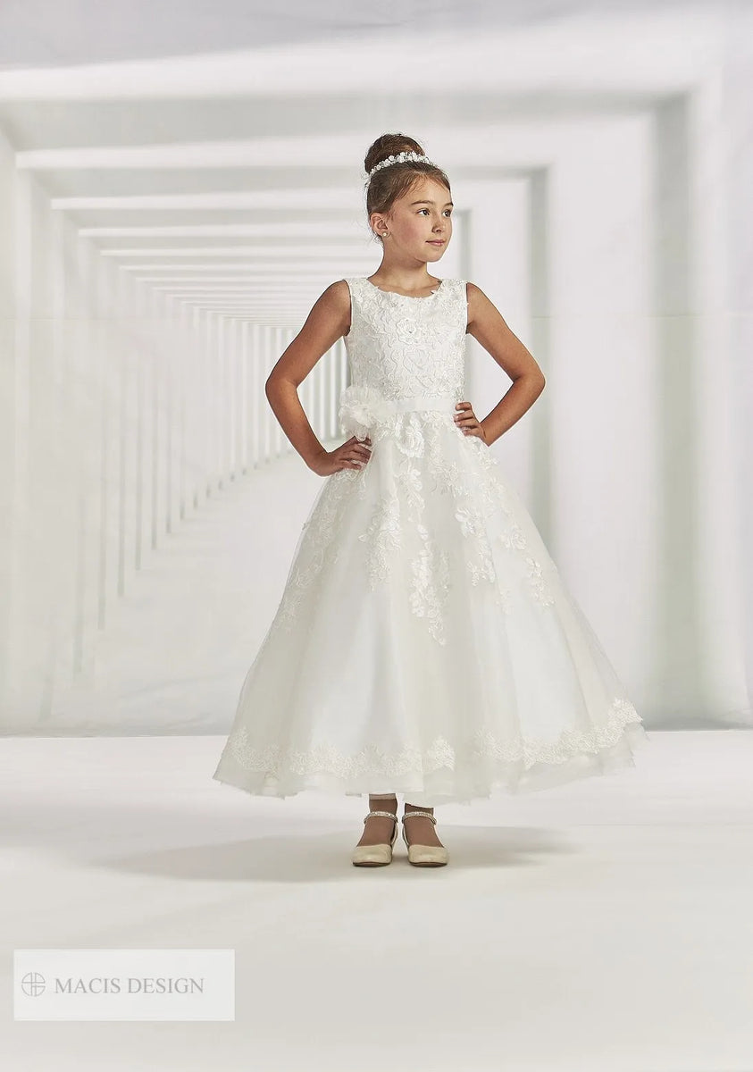 Macis Design Embroidered Lace Cascade Aline Communion Gown 1974 7 / Off White