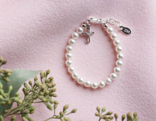 Load image into Gallery viewer, Girls Silver Pearl Baby Baptism Bracelet, 1st Communion Gift: Medium 1-5 Years - Nenes Lullaby Boutique Inc