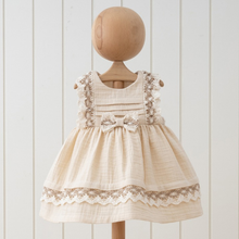 Load image into Gallery viewer, Girl Natural Lace Design Sleeveless Elegant Muslin Dress: Rose / 18-24M