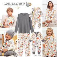 Load image into Gallery viewer, Baby's Thanksgiving Turkey Bamboo Romper: 0-3M - Nenes Lullaby Boutique Inc