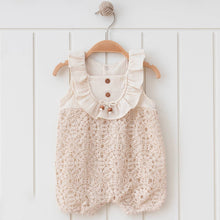 Load image into Gallery viewer, 100% Cotton Muslin Natural Lace, Bead Designed Romper: White / 6-9M - Nenes Lullaby Boutique Inc