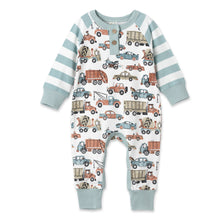 Load image into Gallery viewer, Baby Boy's Let's Ride Bamboo Henley Romper: 6-9M - Nenes Lullaby Boutique Inc