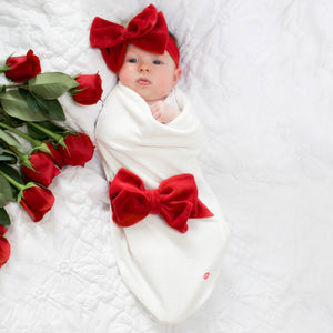 Red Velour Bow-BABYjoe-Nenes Lullaby Boutique Inc