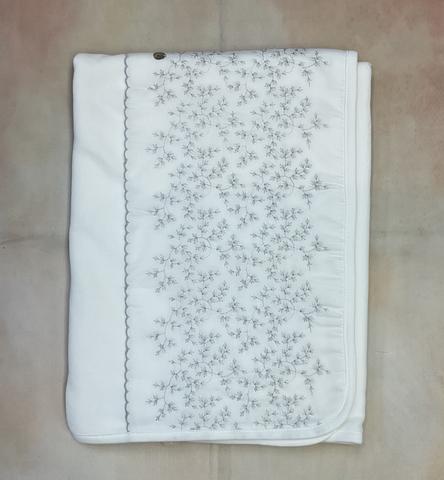 Purete' Matching Layette Baby Blanket White/Gray Velour