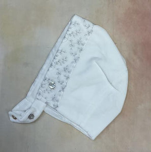 White infant baby velour Bonnet