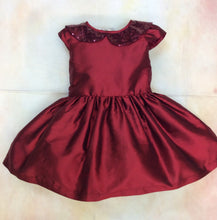 Load image into Gallery viewer, BCIC3351RD Girl Christmas Holiday Dress with sequence Collar-Isobella and CHloe-Nenes Lullaby Boutique Inc