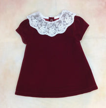 Load image into Gallery viewer, IW31023Bur Girls Christimas Holiday velvet with Lace Collar-Nenes Lullaby Boutique Inc-Nenes Lullaby Boutique Inc