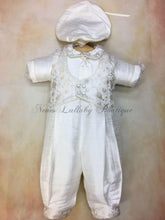 Load image into Gallery viewer, Aldo Silk &amp; gold brocade Boys Christening Suit by Piccolo Bacio Couture-Piccolo Bacio Christening-Nenes Lullaby Boutique Inc