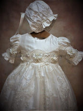 Load image into Gallery viewer, Vanessa Girls Silk all over lace Christening / Baptism Gown by Piccolo Bacio Couture - Nenes Lullaby Boutique Inc