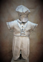 Load image into Gallery viewer, Blue Gerry White Silk Boys Christening / Baptism outfit by Piccolo Bacio PB_Blue_Gerry_ws-ss_lp - Nenes Lullaby Boutique Inc