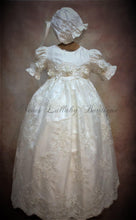 Load image into Gallery viewer, Vanessa Girls Silk all over lace Christening / Baptism Gown by Piccolo Bacio Couture - Nenes Lullaby Boutique Inc