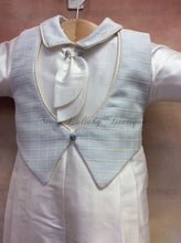 Load image into Gallery viewer, Felix Silk Christening / Baptism outfit PB_Felix_SK_ls_lp with Matching Cap Sky Blue Waffle vest by Piccolo Bacio - Nenes Lullaby Boutique Inc
