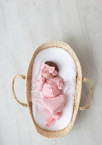 Knotted Baby Gown, Hat & Headband Set (Newborn - 3 mo) - Pin