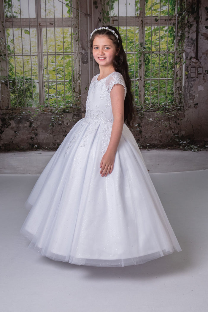 Girl White or Ivory Communion Dress by Sweetie Pie Style# 4064D Tea or Full Length