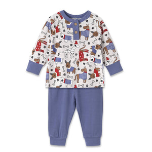 Baby Boy's Puppy Love Bamboo Henley Top & Pants: 18-24M