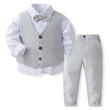 Load image into Gallery viewer, 100% Cotton Bow Regular Sleeve Formal Suit: Grey / 90cm
