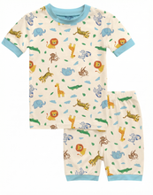 Load image into Gallery viewer, Vaenait Baby - Safari Friends Bamboo Boys Girls Infants Short Sleeve PJs: Safari Friends / S(2T)