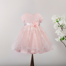 Load image into Gallery viewer, 070064T-2 Girls Ceremonial Ballerina Length Dress Ivory / Peach