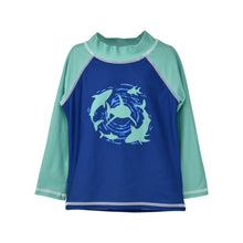 Load image into Gallery viewer, Flap Happy - Kids UPF50+ Graphic Rash Guard Swim Top for Boys (H): Painted Palms Blue / 4
