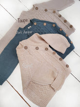 Load image into Gallery viewer, Sasha Cotton Knit 2pc Shirt and pants Baby Outfit Set: Juniper Berry / 12-18m