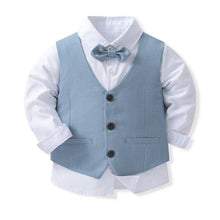Load image into Gallery viewer, 100% Cotton Bow Regular Sleeve Formal Suit: Grey / 100cm