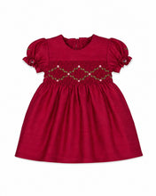 Load image into Gallery viewer, Julius Berger &amp; Carriage Boutique - Floral Smocked Silk Red Short Sleeve Baby Girl Dress: 3M