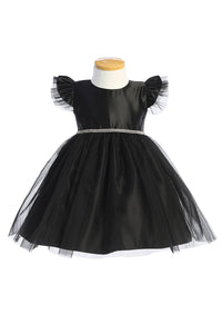 Sweet Kids, Inc. - SKB910 - satin with flutter sleeve baby girl dress: Red / M (12mths)