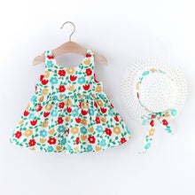 Load image into Gallery viewer, 2pcs Floral Print Bowknot Sleeveless Baby Dress: 6-9 Months / Pink