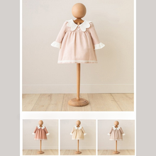 Load image into Gallery viewer, 100% Cotton Special Lace Collar Smock Natural Dress 3-24M : Brick / 6-9M