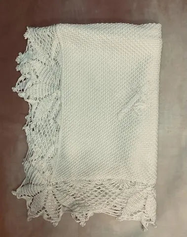 100% Pima cotton egg shell hand crochet blanket