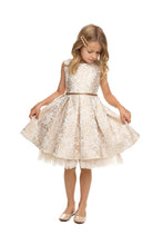 Load image into Gallery viewer, Sweet Kids, Inc. - SK831 - metallic floral pleated jacquard w/ peek a boo tulle: Champagne / S (6mths)