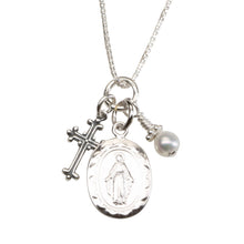 Load image into Gallery viewer, First Communion Miraculous Medal Necklace for Girls &amp; Kids