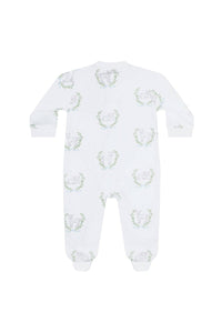 Nellapima - Blue Lamb Print Zipper Footie: Blue / 3 - 6M - Nenes Lullaby Boutique Inc