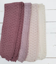 Load image into Gallery viewer, Baby knitted cotton Crib blanket baby lace knit Grace Cover: Cream