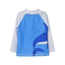 Load image into Gallery viewer, Flap Happy - Kids UPF50+ Graphic Rash Guard Swim Top for Boys (H): Painted Palms Blue / 3
