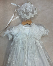 Load image into Gallery viewer, Nancy Girls White Lace Christening Gown / Baptism Gown by Piccolo Bacio