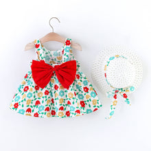 Load image into Gallery viewer, 2pcs Floral Print Bowknot Sleeveless Baby Dress: 12-18 Months / Pink