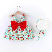 Load image into Gallery viewer, 2pcs Floral Print Bowknot Sleeveless Baby Dress: 6-9 Months / Pink