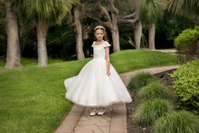 Load image into Gallery viewer, 19419 Diamond White off shoulder cap sleeve venice lace first Communion dress