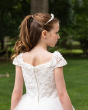 Load image into Gallery viewer, 19419 Diamond White off shoulder cap sleeve venice lace first Communion dress