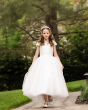 Load image into Gallery viewer, 19419 Diamond White off shoulder cap sleeve venice lace first Communion dress