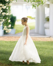 Load image into Gallery viewer, 19422 Diamond White Heavily Beaded all over gown, Basque Waist Communion Dress