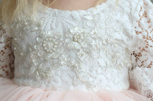 Rufflеѕ & Bоwtіеѕ - Affordable Boys & Girls Clothing - BEST SELLER - Veronica Peach and White Lace Princess Dress: 2-3T