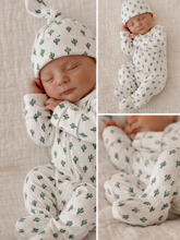 Load image into Gallery viewer, Cactus / Organic Pointelle 2-Way Zip Footie: 3-6M